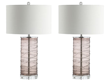 Cole 27.5" Modern Fused Glass Cylinder LED Table Lamp - JONATHAN Y
